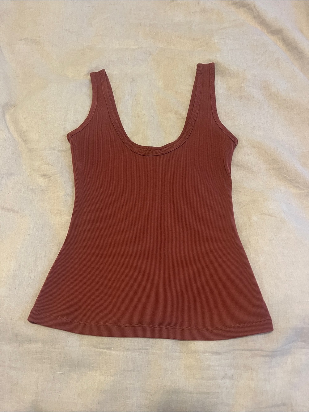 Abercrombie & Fitch Ribbed Scoop Tank - Rust Brown
